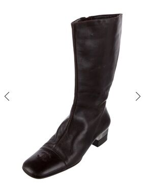 CHANEL Dark Brown Leather Vintage Boots